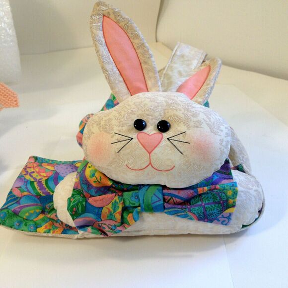 Vintage Easter Decorations Lot 7 Items Rabbit Eggs Flowers LOOK - Picture 10 of 11